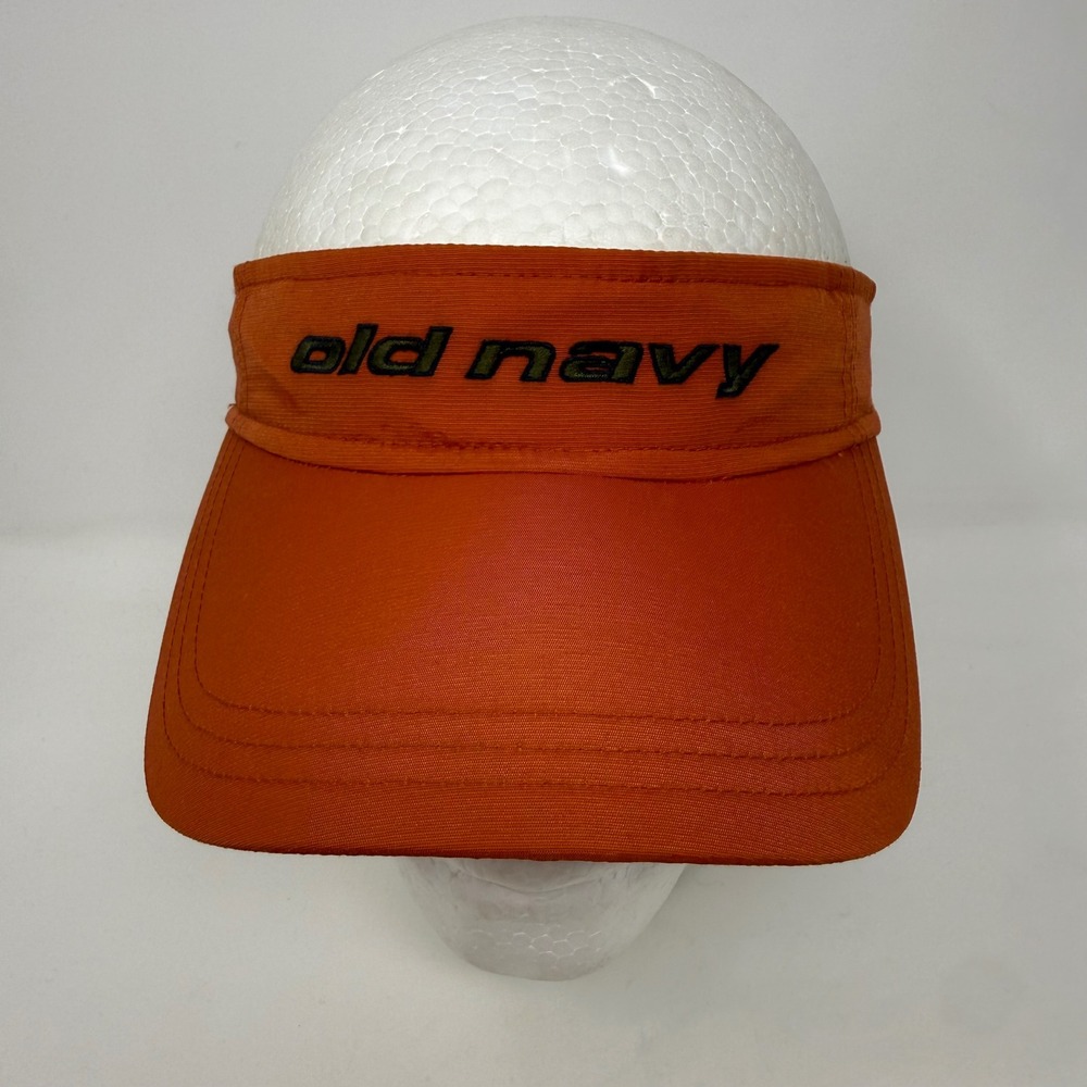 Old Navy Vintage 2002 Burnt Orange Nylon Sun Visor Embroidered Logo Sporty Hat
